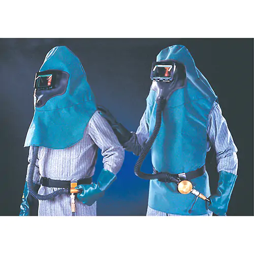Abrasi-Blast Supplied-Air Respirator Complete Assembly w/Ultravue Facepiece – Hypalon Hood with Collar, Waist-Length, 10-15 psi