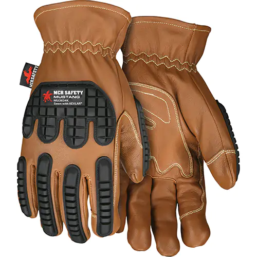 MCR Safety Gloves Grain Goat Dbl Palm Kevlar TPR Driver M (MU3634KM)