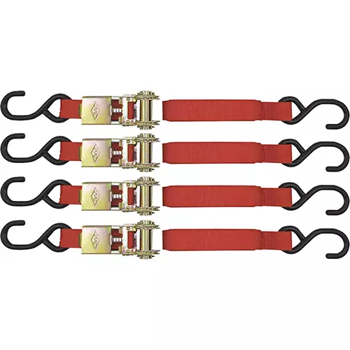 Ratchet Tie Down Set – 1,500 lbs – 1" x 15' – 4 pc