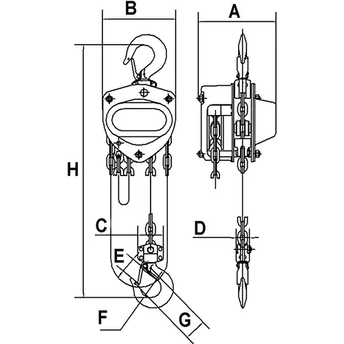 20' Lift KCH Series Chain Hoist – Heavy Duty – 1 Ton