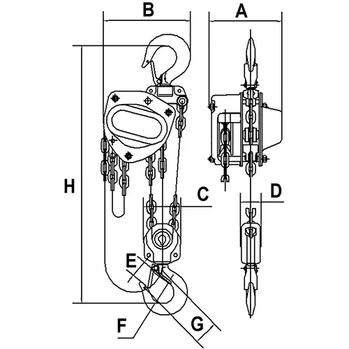 20' Lift KCH Series Chain Hoist – Heavy Duty – 3 Ton