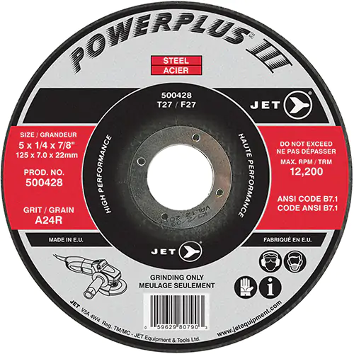 5 x 1/4 x 7/8 A24R POWERPLUS T27 Grinding Wheel