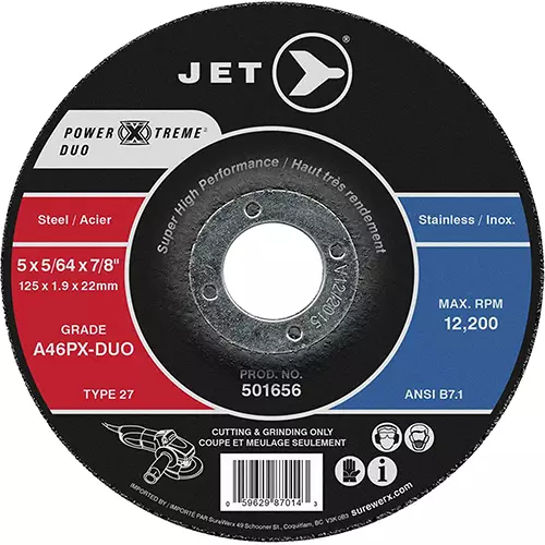 A46PX-DUO Power-Xtreme DUO T27 Cutting and Light Grinding Wheel – 5" x 5/64" x 7/8"