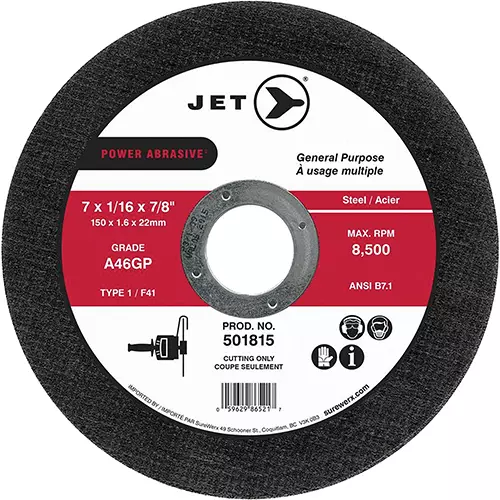 7 x 1/16 x 7/8 A46GP Power Abrasive T1 Cut-Off Wheel