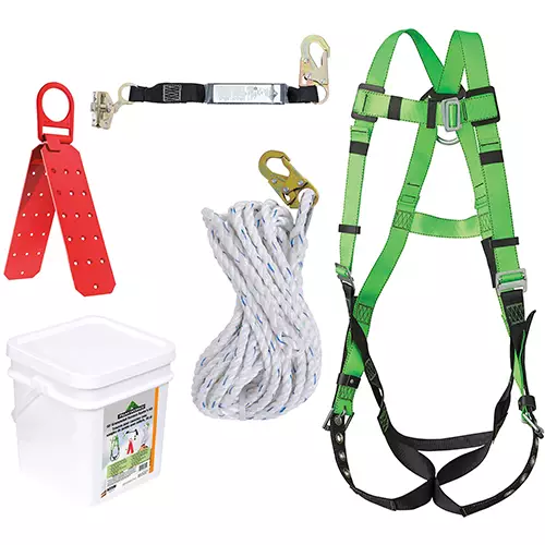 Grommeted Roofer’s Kit – Reusable Bracket – ADP Rope Grab – SP Lanyard – 50’ (15.2m)