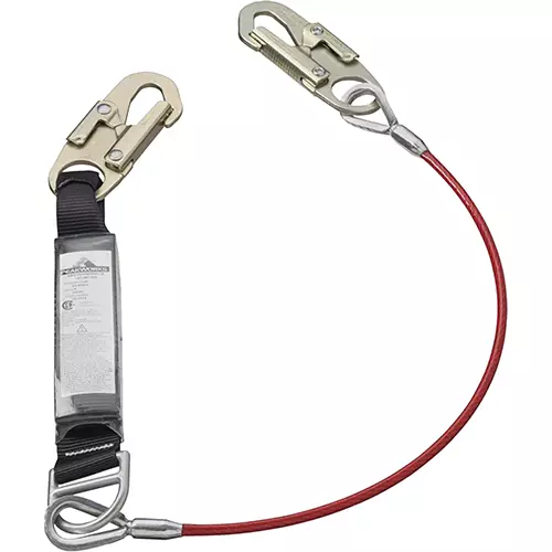 Shock Absorbing Lanyard – SP – Single Leg – PVC Coated Cable – Snap Hooks – 4' (1.2 m) – 110 – 220 lb Capacity
