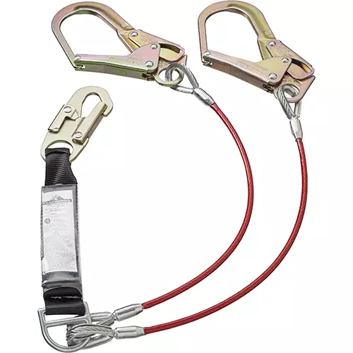 Shock Absorbing Lanyard – SP – Twin Leg – 100% Tie Off PVC Coated Cable – Snap & Form Hooks – 4' (1.2 m) – 110 – 220 lb Capacit