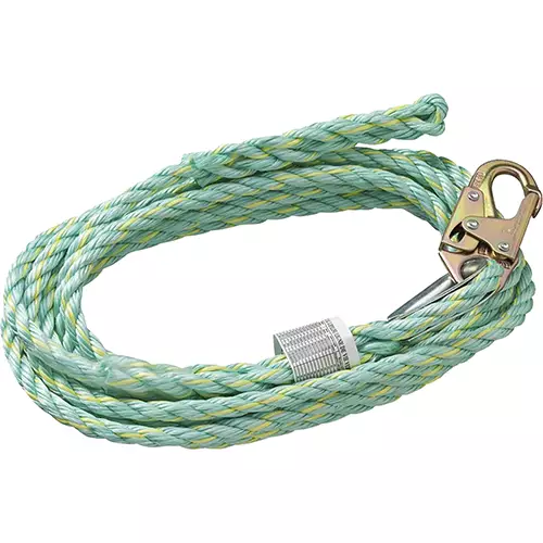 Vertical Lifeline – Premium Extruded Co- Polymer Fibre – Anchor End Snap Hook/Trailing End Back Splice – 25 '
