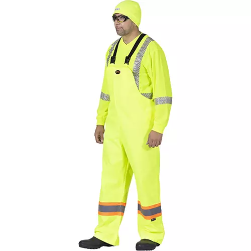 "The Rock" Hi-Vis 300D Oxford Poly Bib Pants – PU Coated – Hi-Vis Yellow/Green – S