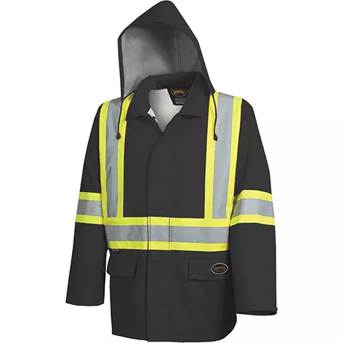 "The Rock" Hi-Vis 300D Oxford Poly Jacket – PU Coated – Black – S