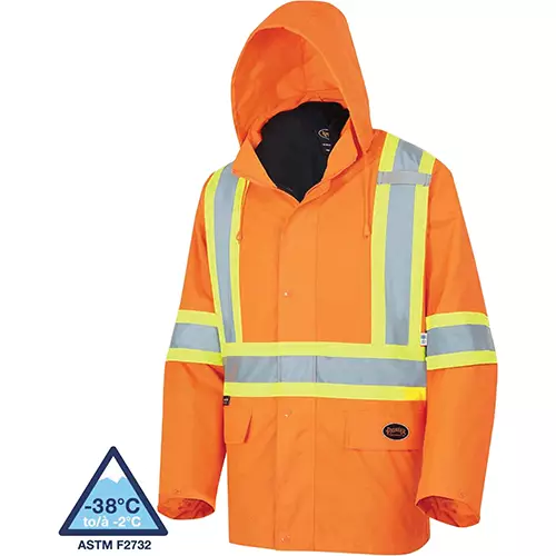 "The Rock" Hi-Vis 300D Oxford Poly 3-in-1 Parka – PU Coated – Detachable Hood – Hi-Vis Orange – XS