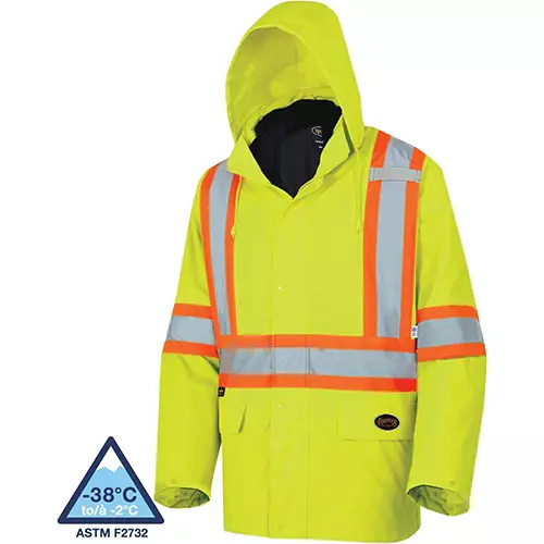 "The Rock" Hi-Vis 300D Oxford Poly 3-in-1 Parka – PU Coated – Detachable Hood – Hi-Vis Yellow/Green – XS