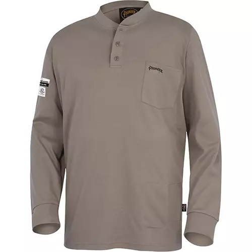 FR/ARC-Rated Henley Shirt – 100% Cotton Interlock – Beige – S