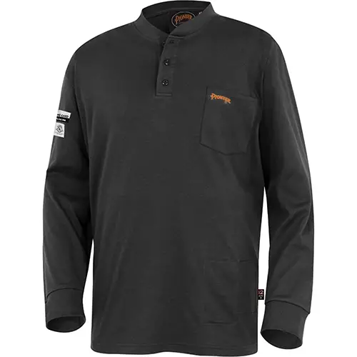 FR/ARC-Rated Henley Shirt – 100% Cotton Interlock – Black – S