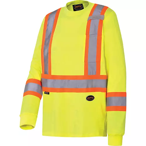 Hi-Vis 100% Cotton Long-Sleeved Safety Shirt – Hi-Vis Yellow/Green – S