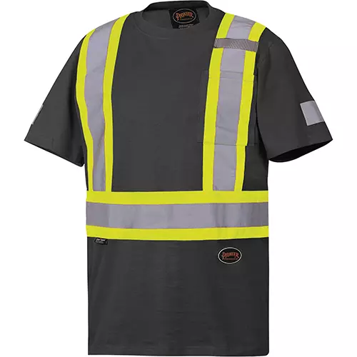 Hi-Vis 100% Cotton Safety T-Shirt – Black – S