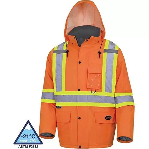 Hi-Vis Winter Quilted Safety Parka – 100% Waterproof – Hi-Vis Orange – S