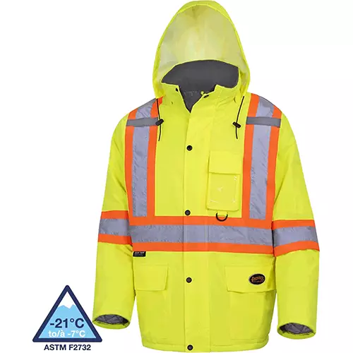 Hi-Vis Winter Quilted Safety Parka – 100% Waterproof – Hi-Vis Yellow/Green – S