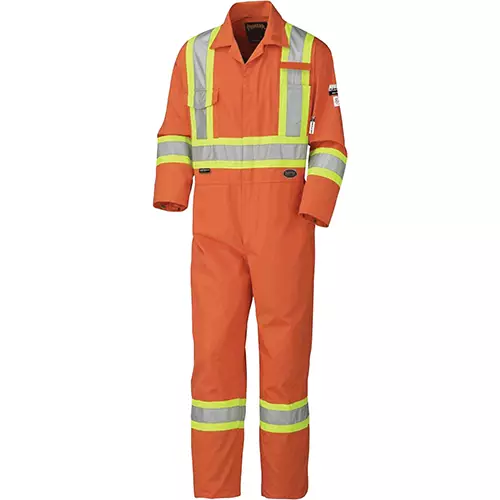 Flame-Gard® Hi-Vis FR/ARC-Rated Coveralls – 98% Cotton 2% Antistatic – Hi-Vis Orange – 36