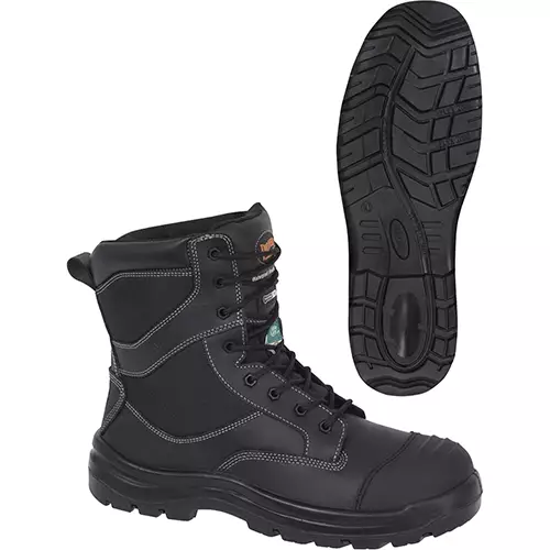 Leather Safety Work Boot – Composite Toe/Plate – Metal-Free – Black- 10