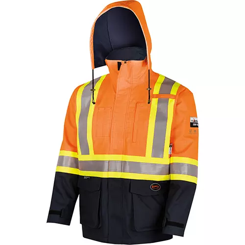 Defender® FR/ARC/Antistatic 300D Oxford Trilaminate Safety Jacket – Hi- Vis Orange – S