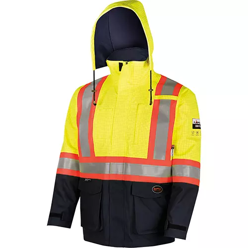 Defender® FR/ARC/Antistatic 300D Oxford Trilaminate Safety Jacket – Hi- Vis Yellow/Green – S