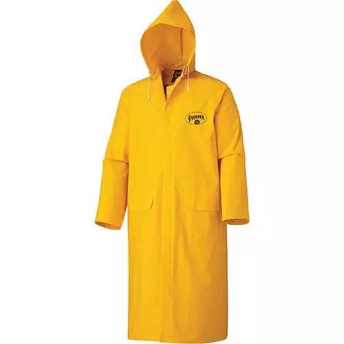 Flame-Resistant PVC Long Rain Coat – 48" – Waterproof – Yellow – S
