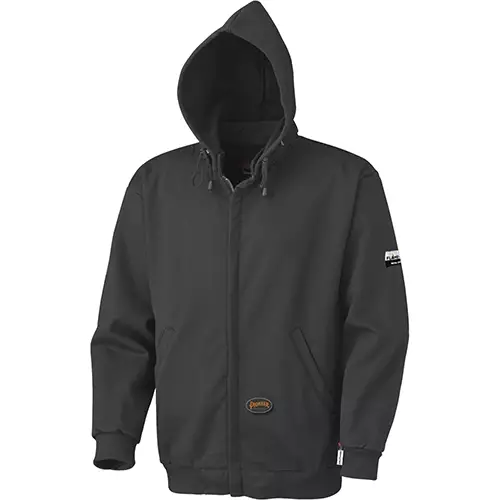 FR Heavyweight Cotton Hoodie – Zipper Closure – Black – XS