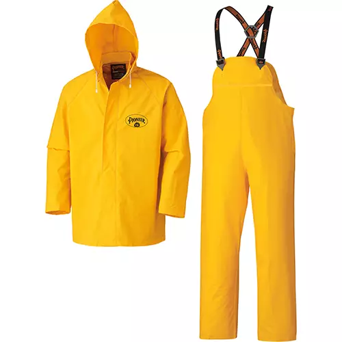 Heavy-Duty FR Waterproof 3-Piece Rainsuit – PVC/Polyester/PVC – Yellow – S