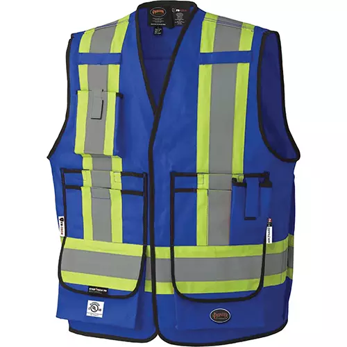 FR-Tech® Hi-Vis 88/12 7 oz FR/ARC-Rated Surveyor's Safety Vest – Snap Closure – Royal Blue – S