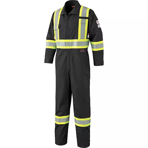FR-Tech® Hi-Vis 88/12 7 oz FR/ARC-Rated Safety Coveralls – Zipper Closure – Black – 62