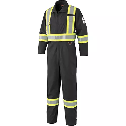 FR-Tech® Hi-Vis 88/12 7 oz FR/ARC-Rated Safety Coveralls – Zipper Closure – Black – 40 – Tall