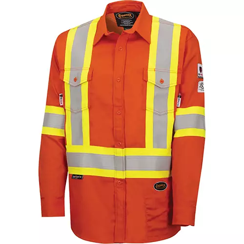 FR-Tech® Hi-Vis 88/12 7 oz FR/Arc-Rated Safety Shirt – Hi-Vis Orange – S