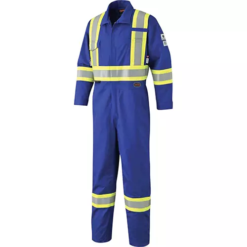 FR-Tech® Hi-Vis 88/12 7 oz FR/ARC-Rated Safety Coveralls – Zipper Closure – Royal Blue – 36