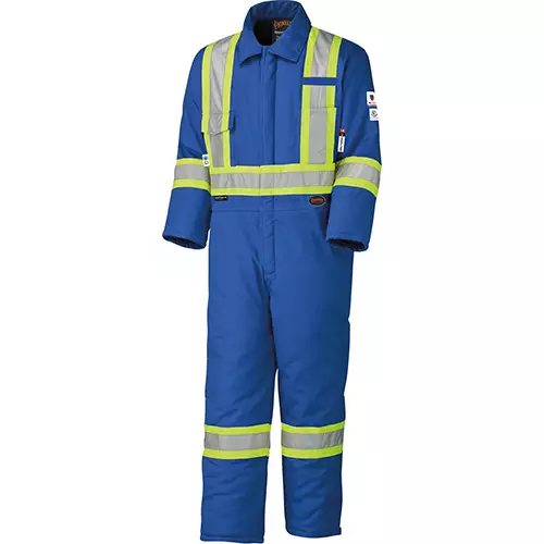 FR-Tech® Hi-Vis FR/Arc-Rated Quilted Safety Coveralls – Zipper Closure – Royal Blue – S