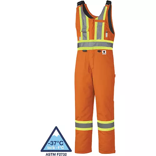 FR-Tech® Hi-Vis FR/Arc-Rated Quilted Safety Overalls – Zipper Closure – Hi-Vis Orange – S