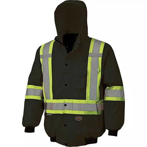Hi-Vis 7-in-1 Bomber – 100% Waterproof – Detachable Hood – BlackXS
