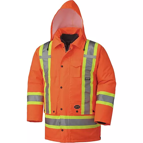Hi-Vis 7-in-1 Parka – 100% Waterproof – Detachable Hood – Hi-Vis Orange – S