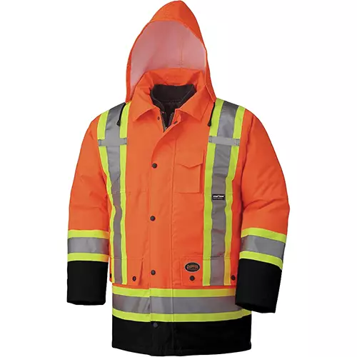 Hi-Vis 7-in-1 Parka – 100% Waterproof – Detachable Hood – Hi-Vis Orange – XS