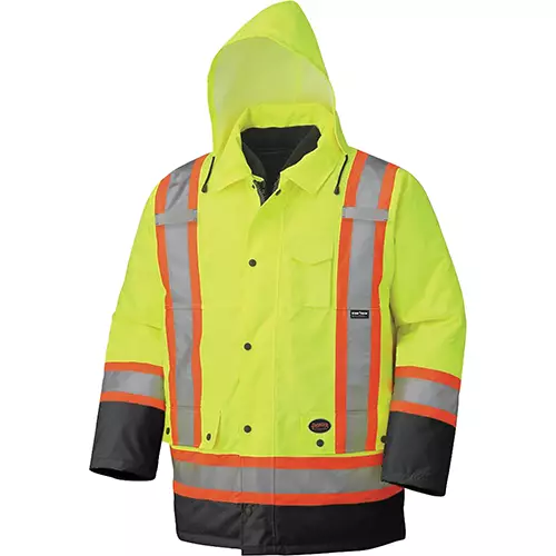 Hi-Vis 7-in-1 Parka – 100% Waterproof – Detachable Hood – Hi-Vis Yellow/Green – XS