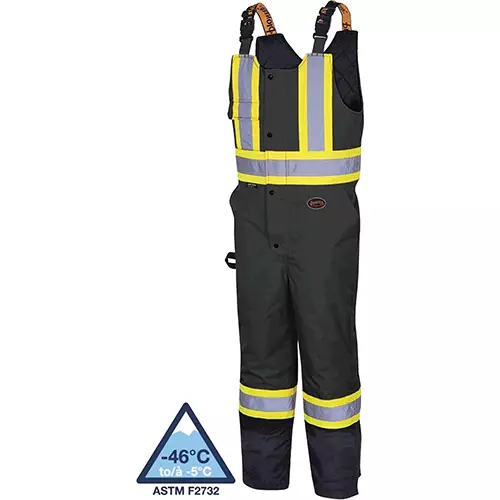 Hi-Vis Quilted Safety Overalls – 100% Waterproof – Black – S