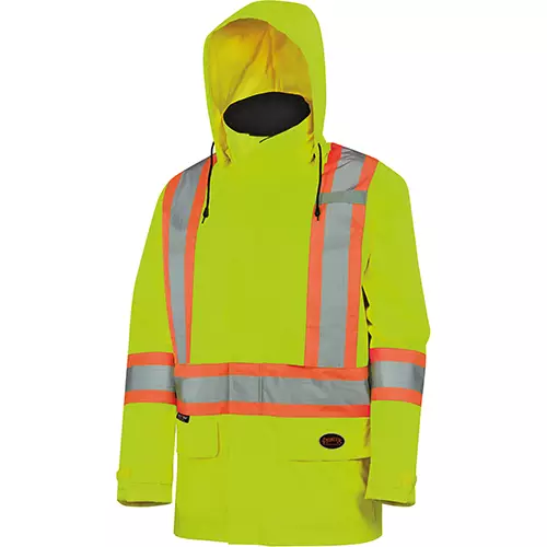 Hi-Vis 150D Lightweight Waterproof Safety Jacket – Detachable Hood – Hi-Vis Yellow/Green – 2XL