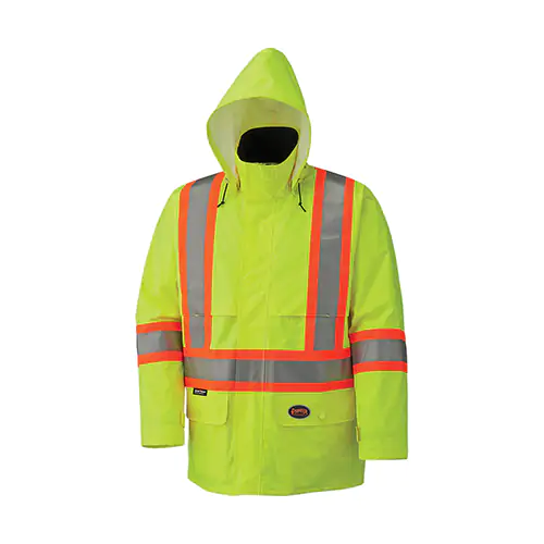 Hi-Vis 150D Lightweight Waterproof Safety Jacket – Detachable Hood – Hi-Vis Yellow/Green – XS