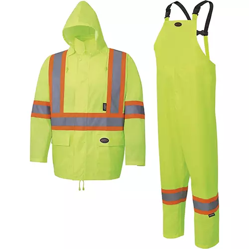 Hi-Vis 150D Oxford Poly/PU Waterproof Suit – Hi-Vis Yellow/Green – 2XL