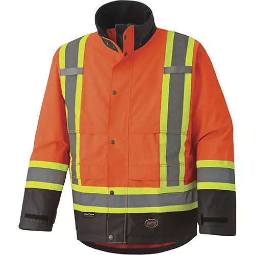 Hi-Vis 300D Trilobal Ripstop Safety Jacket – PU-Coated – 100% Waterproof – Hi-Vis Orange – S