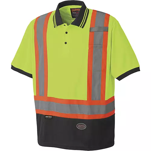 Hi-Vis Bird's-Eye Safety Polo Shirt – Hi-Vis Yellow/Green – XS