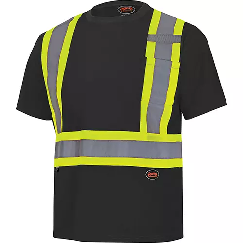 Hi-Vis Bird's-Eye Safety T-Shirt – Black – XS