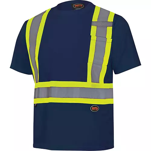 Hi-Vis Bird's-Eye Safety T-Shirt – Navy – XS