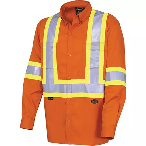 Hi-Vis Bright Long-Sleeved Safety Shirt – Ultra Cool Cotton Twill – Hi-Vis Orange – S