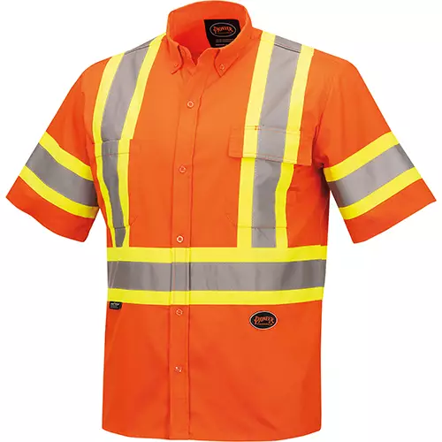 Hi-Vis Bright Short-Sleeved Safety Shirt – Ultra Cool Cotton Twill – Hi-Vis Orange – S